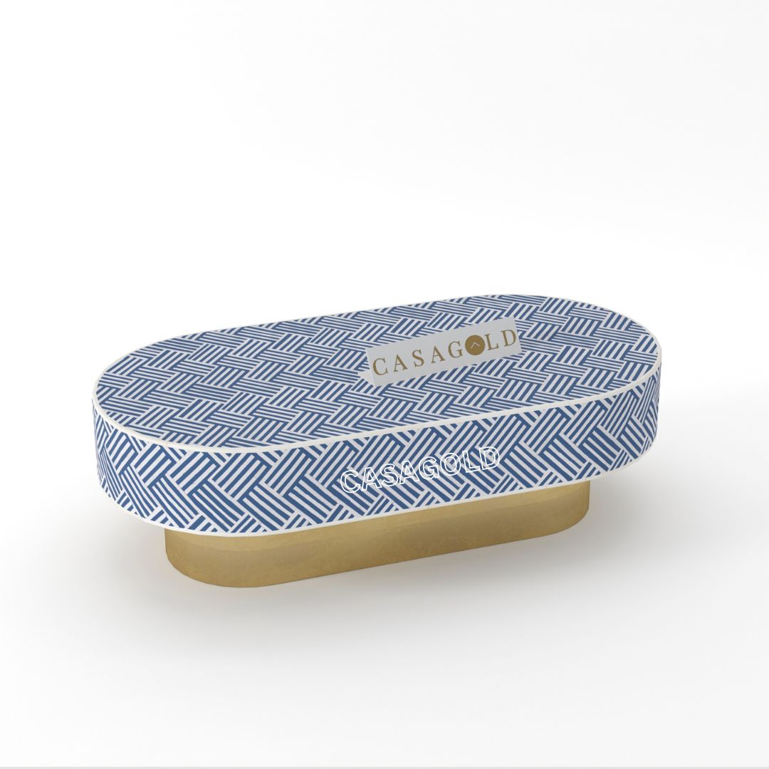 "Bone inlay oblong table featuring exotic patterns"