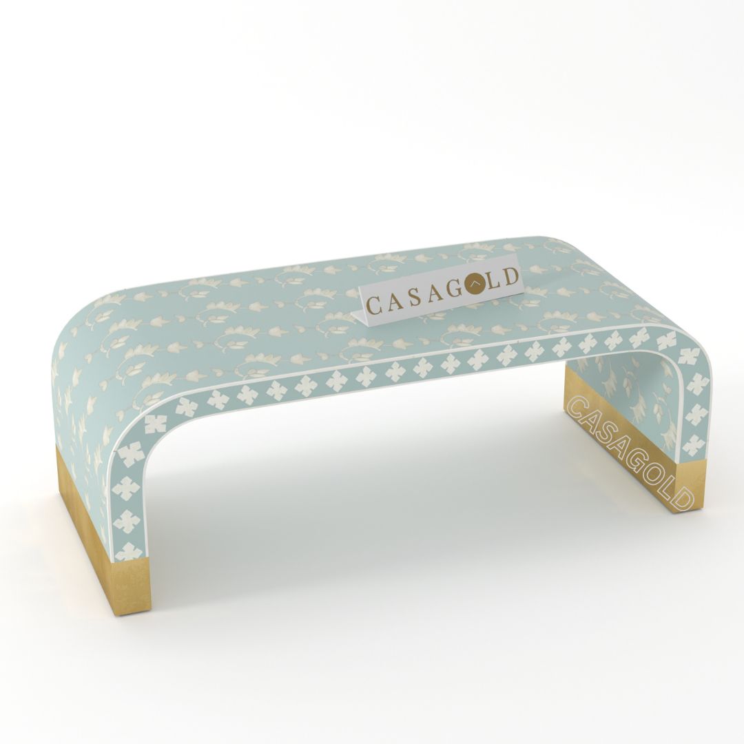 Classic Black Bone Inlay Rectangular Coffee Table