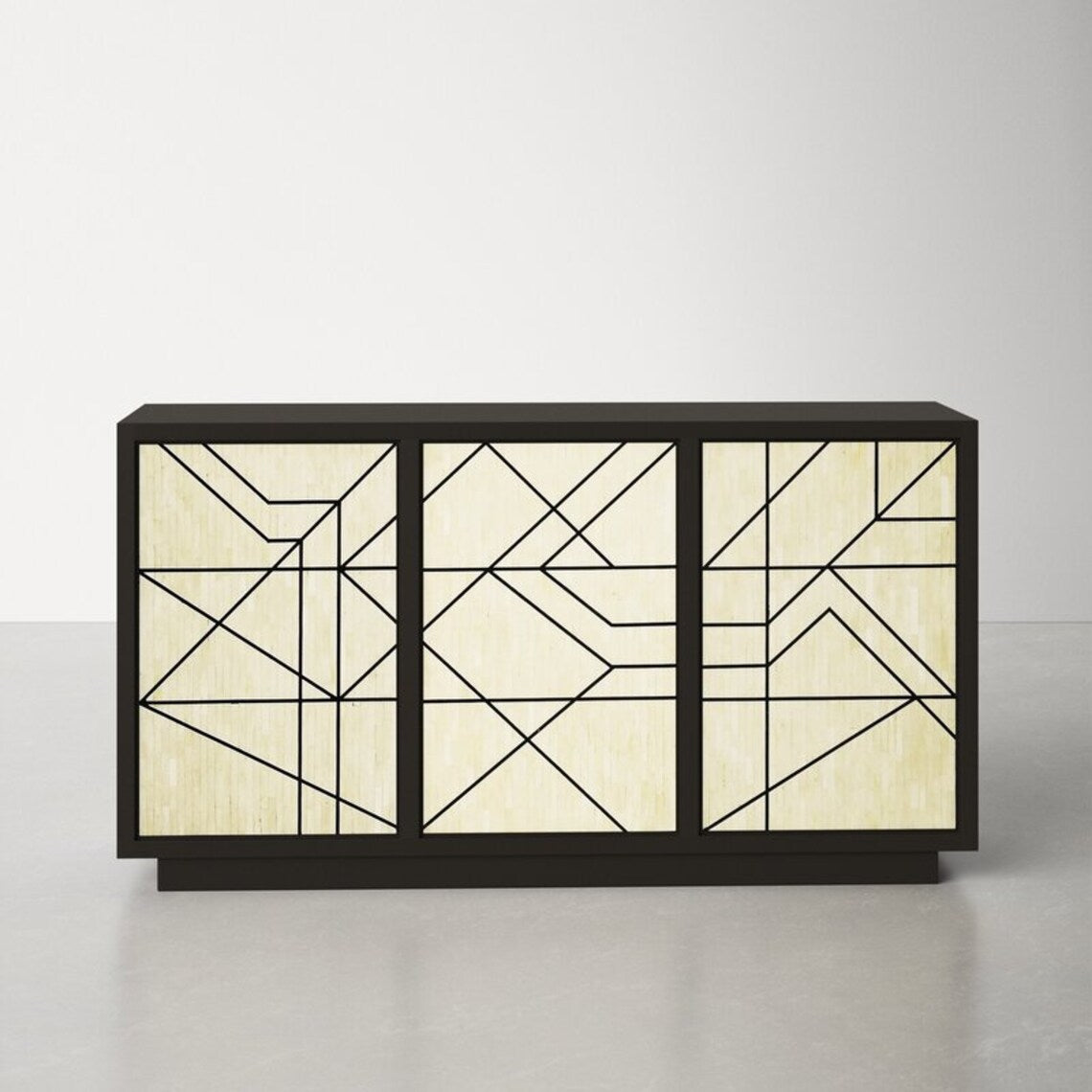 Classic ivory and Black bone inlay sideboard for timeless elegance.