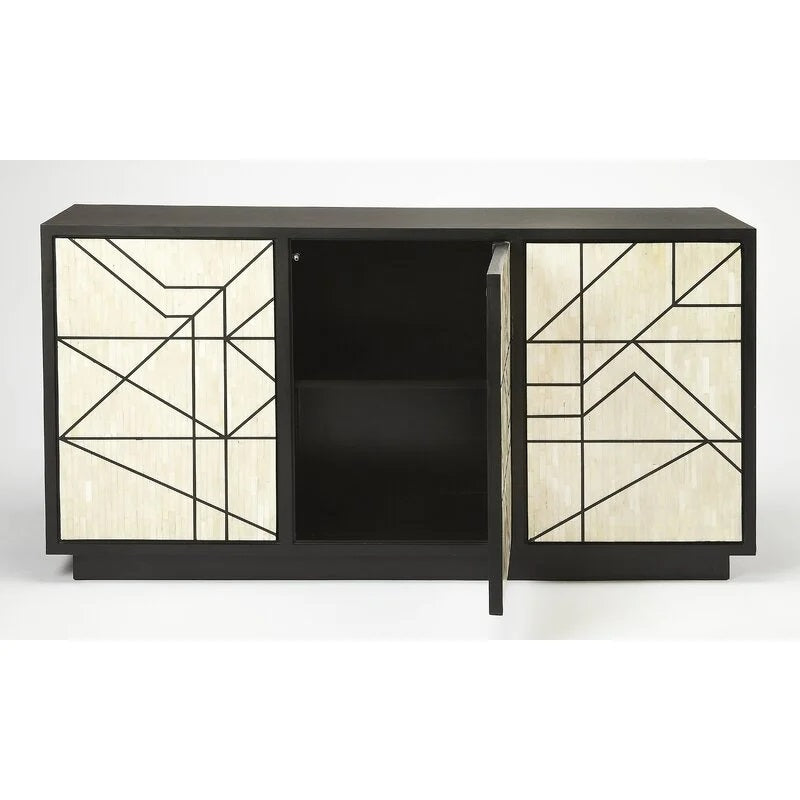 Classic ivory and Black bone inlay sideboard for timeless elegance.