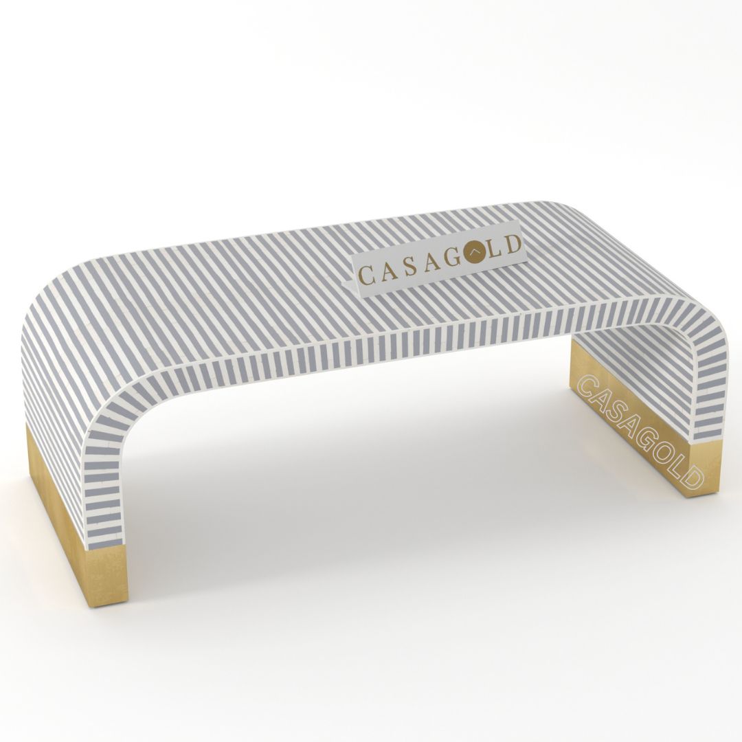 "Classic rectangular coffee table with intricate inlay artistry"