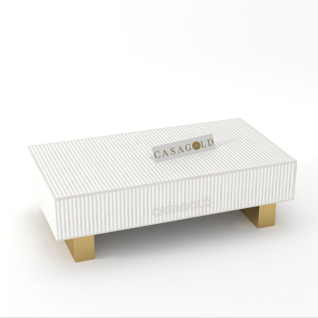 "Compact rectangular bone inlay coffee table perfect for small spaces"