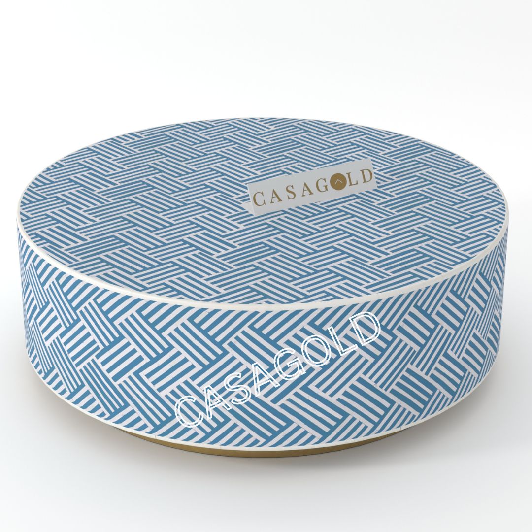Decorative Round Coffee Table with Bone Inlay