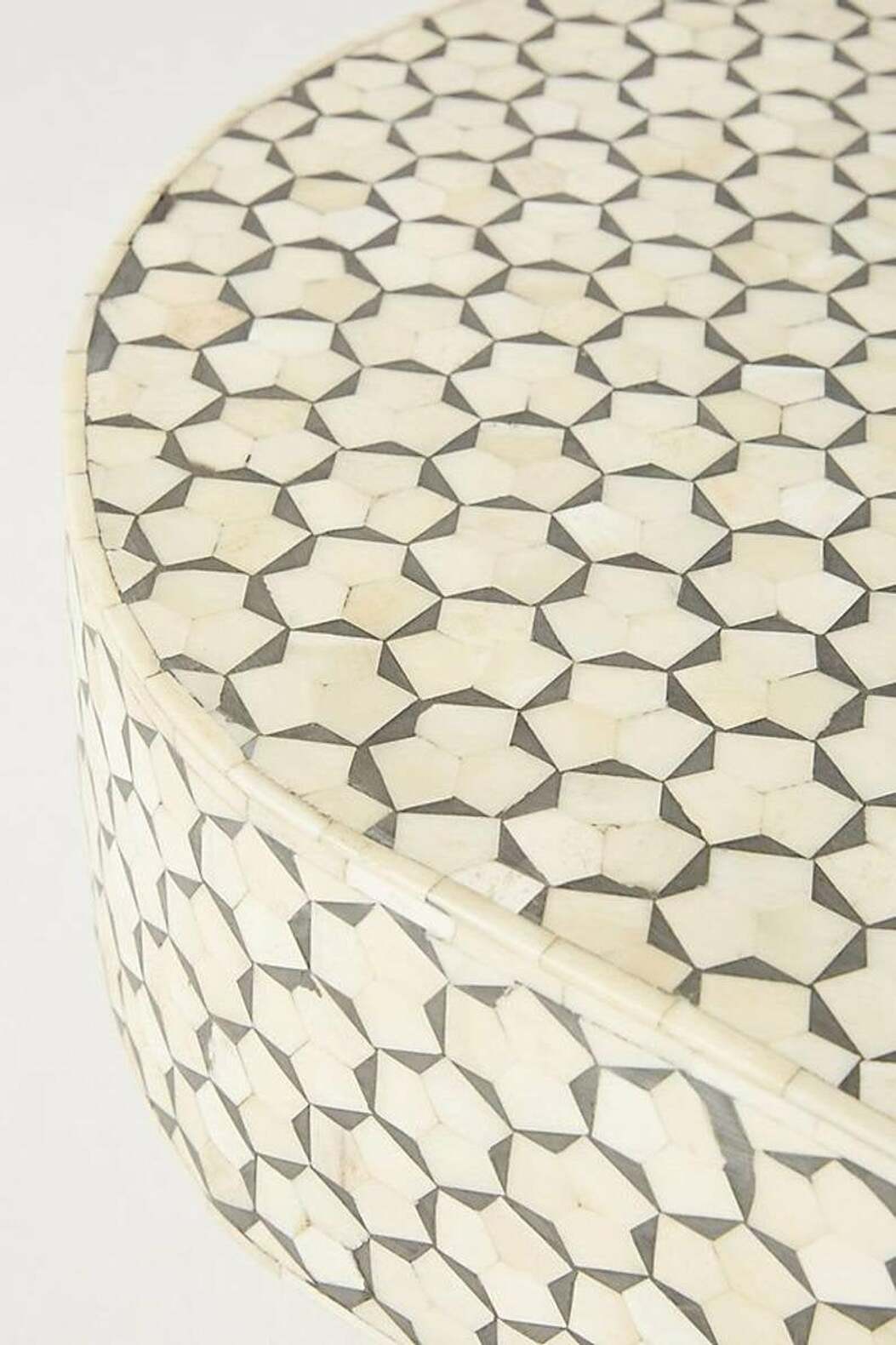 Designer Oblong Coffee Table with Bone Inlay