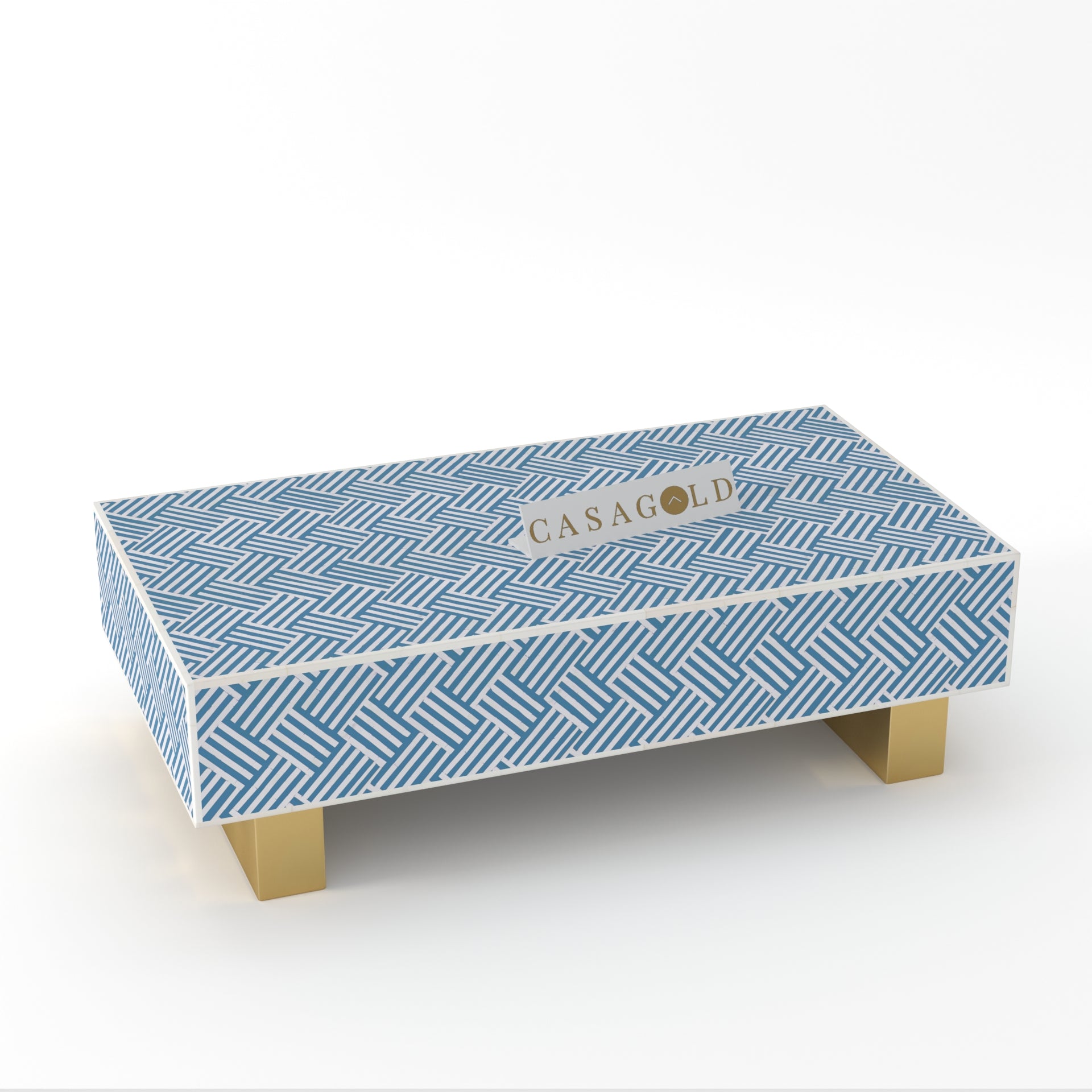 Elegant Bone Inlay Rectangular Coffee Table