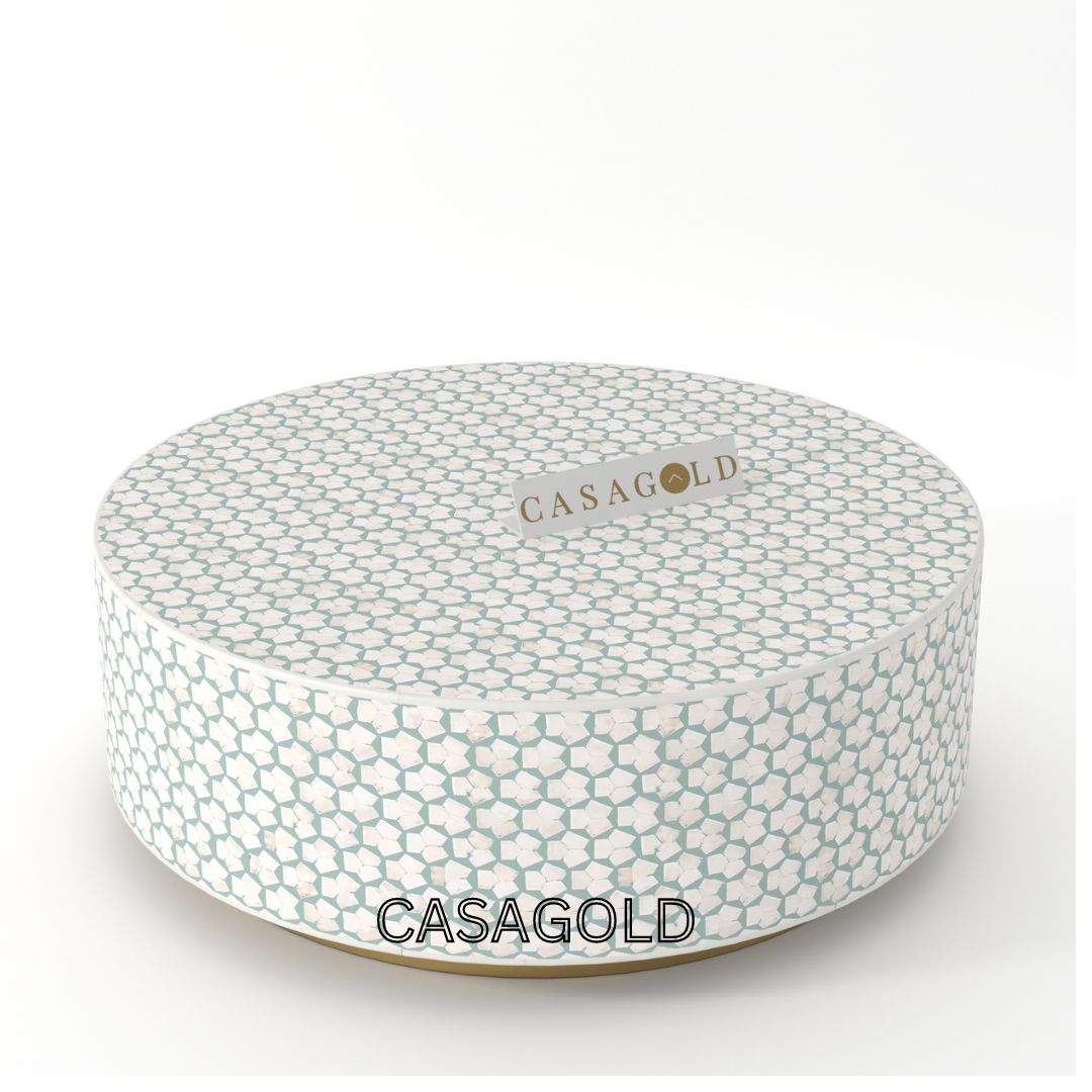 Elegant Bone Inlay Round Table for Home Decor