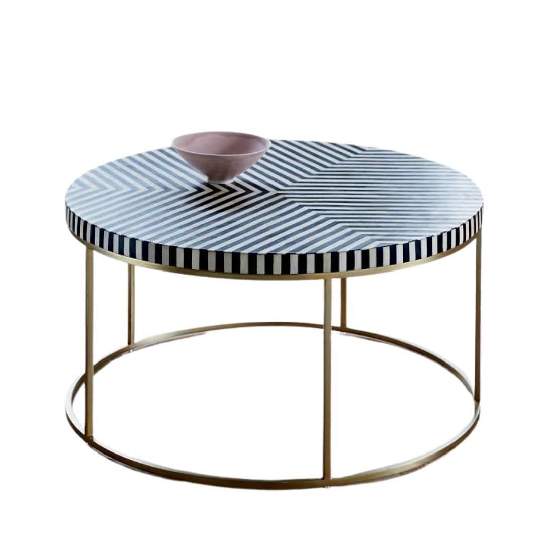 Elegant Bone Inlay Round Table for Home Decor