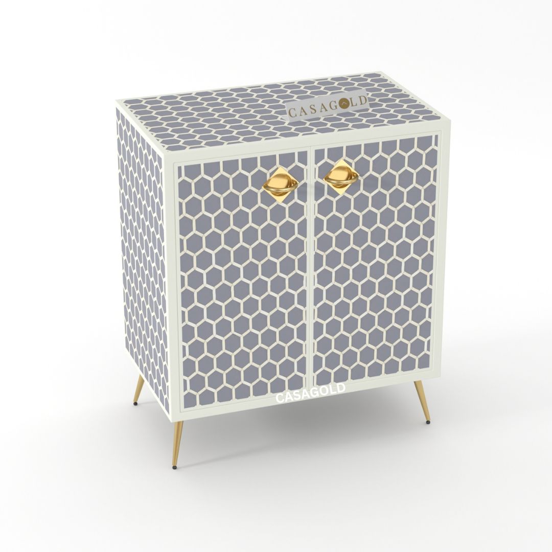 Elegant Honeycomb bone inlay storage cabinet