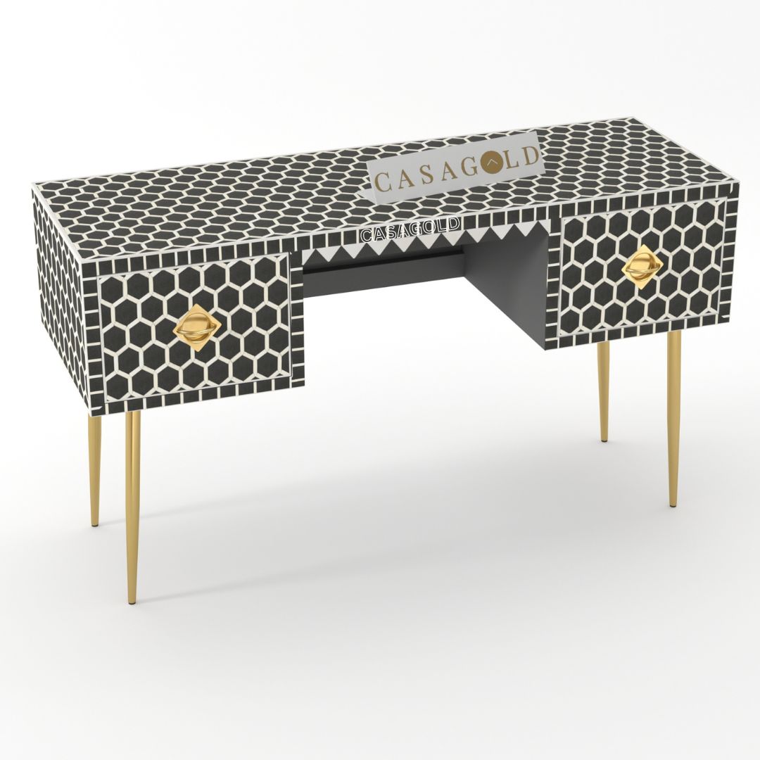 Elegant black inlay executive desk for upscale settings