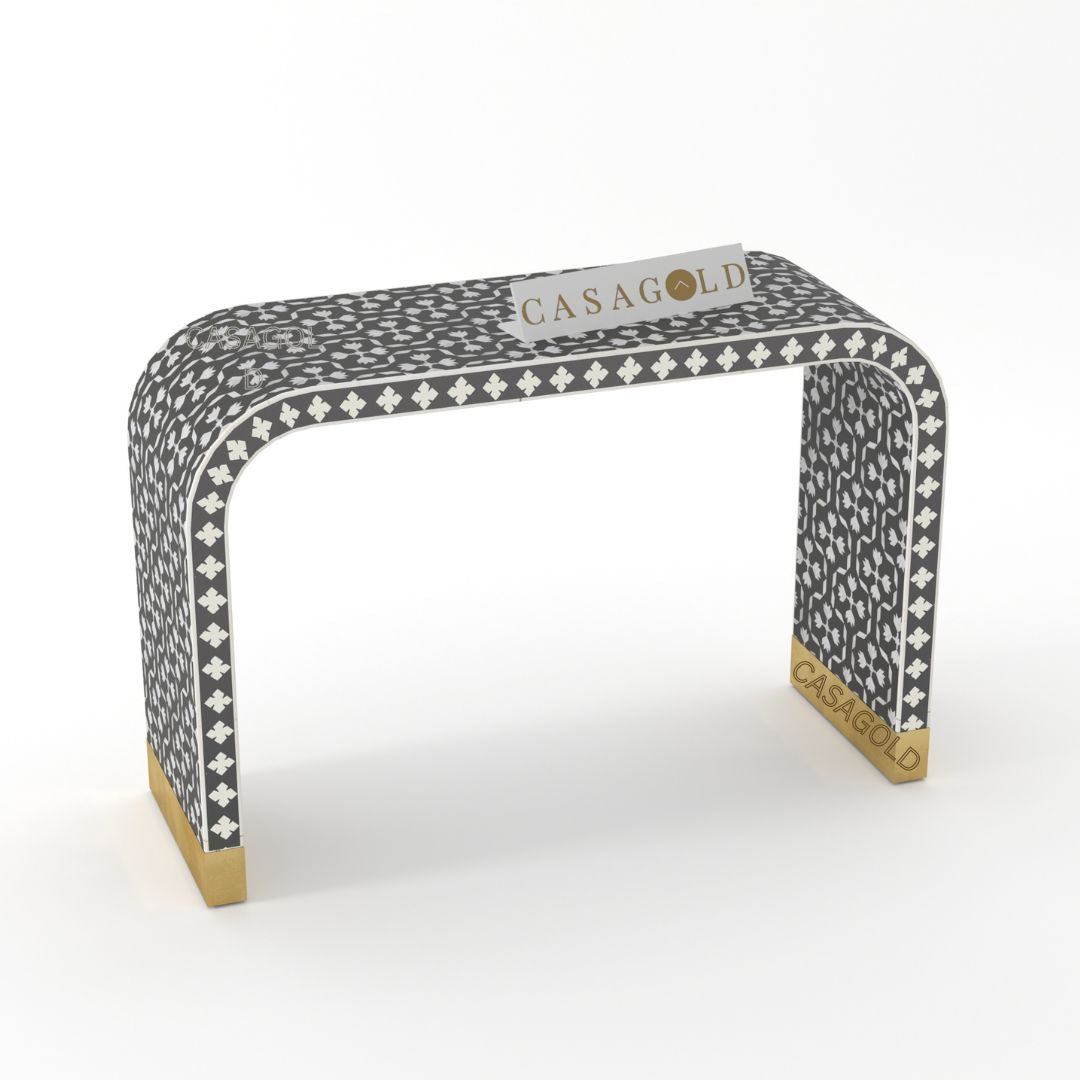 Floral Bone Inlay Console with Elegant Design