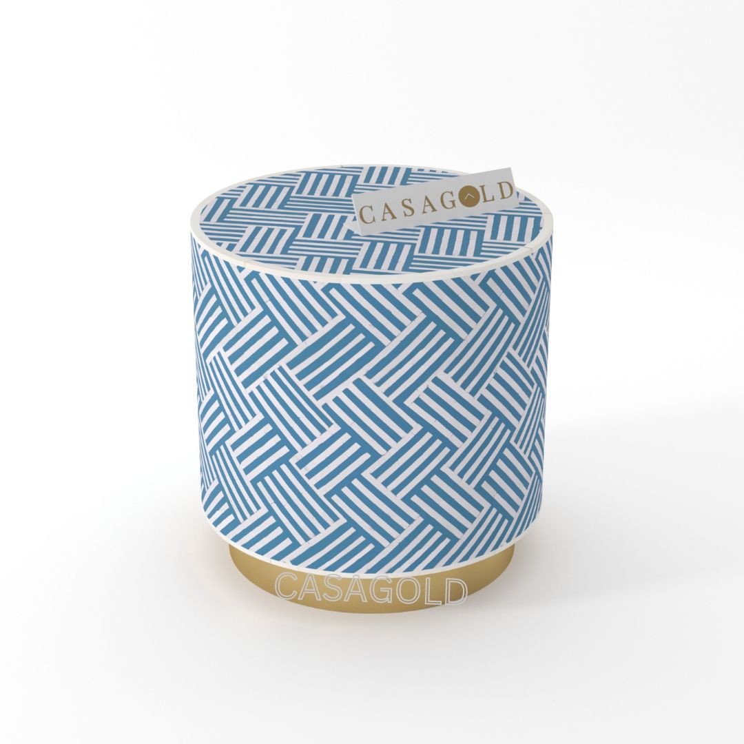 Floral Bone Inlay Drum Side Table
