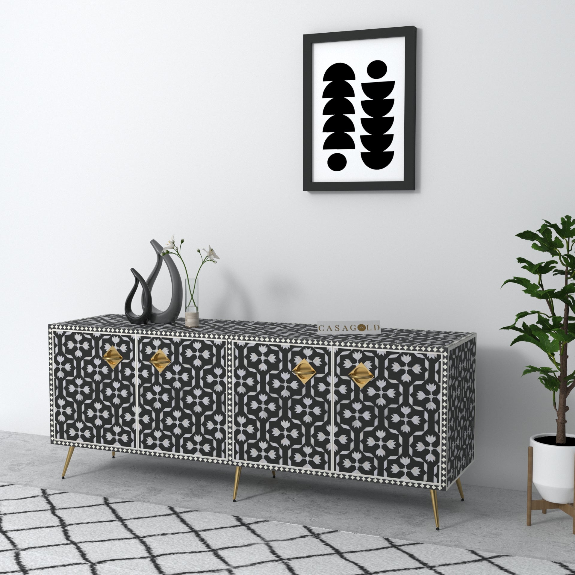 Floral Bone Inlay TV Console. tall storage unit mirror jewellery cabinet