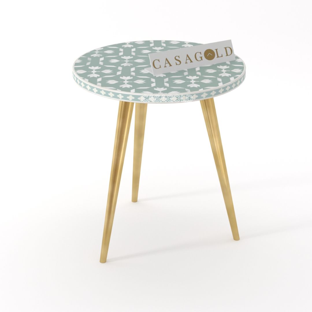 Floral Design Round 3-Leg Inlay Side Table