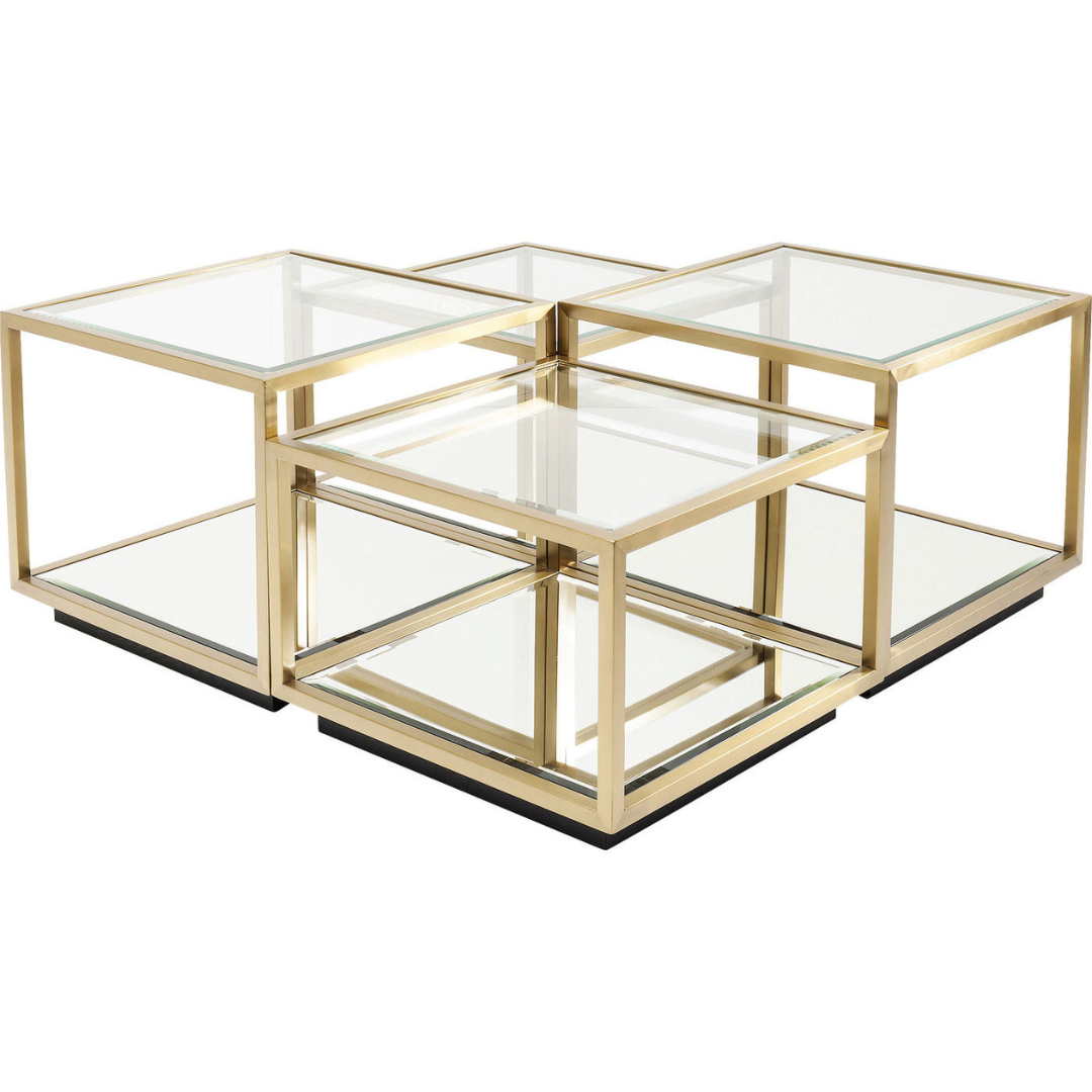 Glass Rectangular Coffee Table with Metal Legs