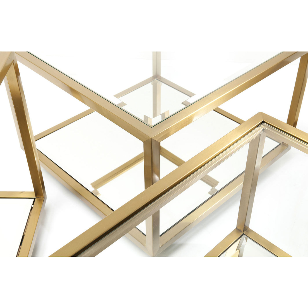 "Rectangular coffee table with a glass top and durable steel frame"