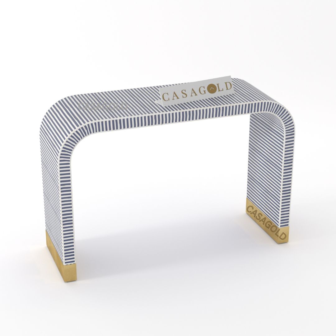 Grey Bone Inlay Console Table for Hallway or Entryway