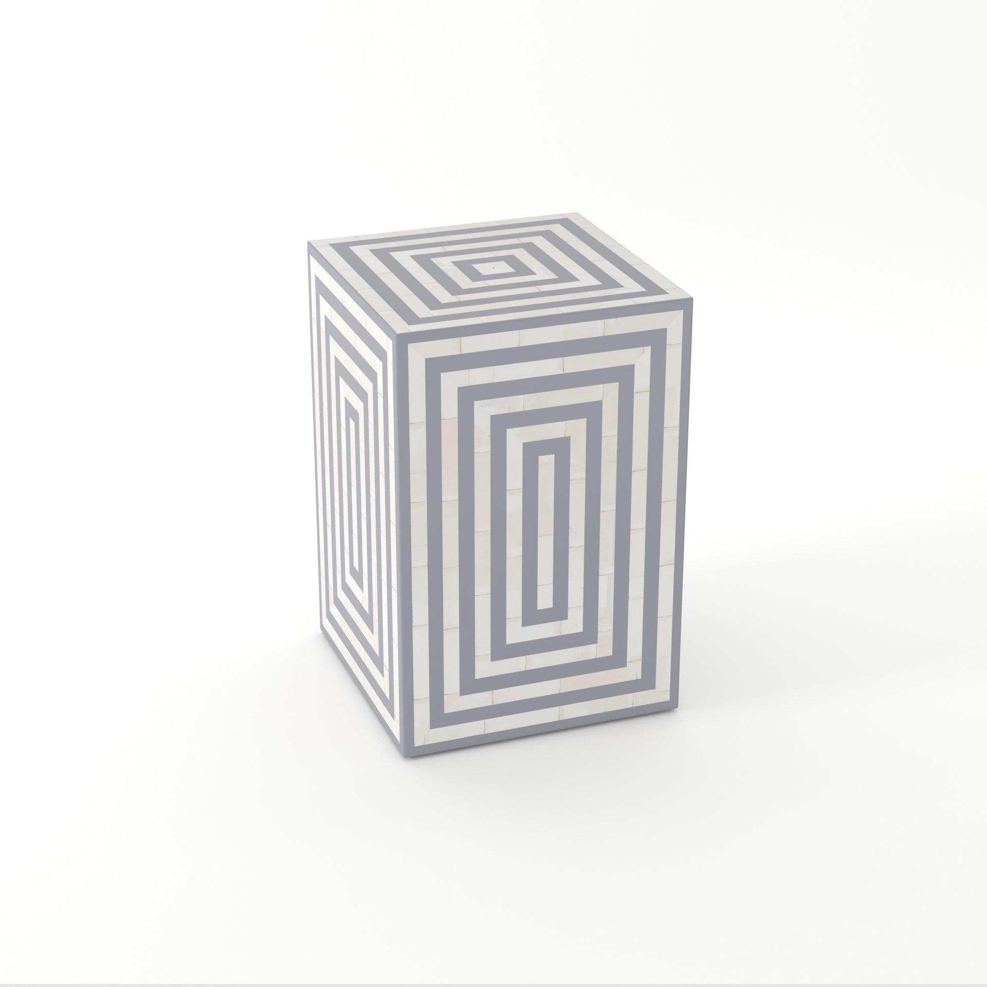 Handcrafted Bone Inlay Grey Side Table