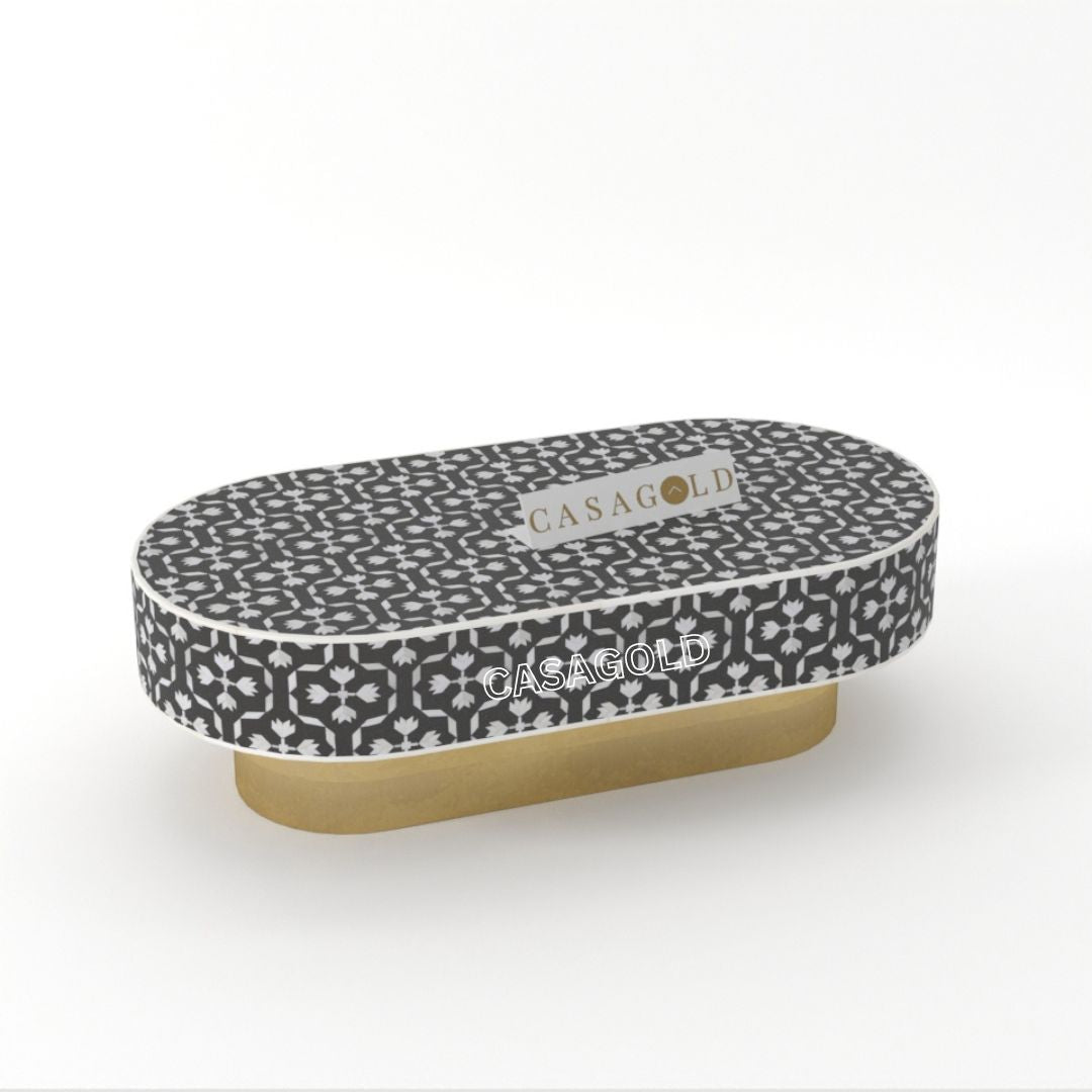 Handcrafted Bone Inlay Oval Table for Classy Homes