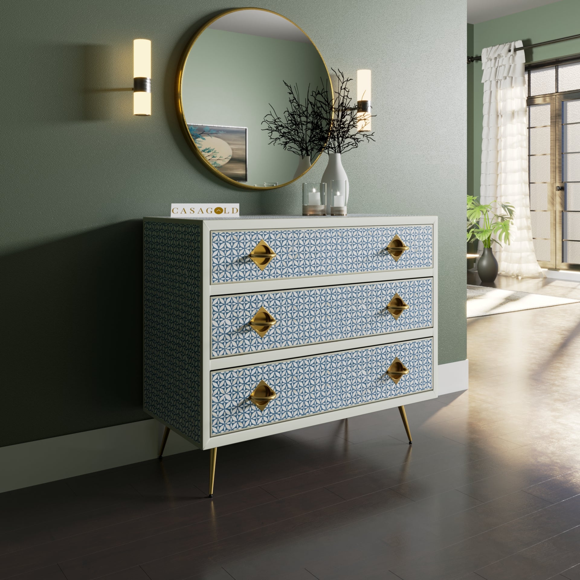 Handcrafted Bone Inlay Storage Cabinet kitchen pantry unit kitchen sideboard cabinet