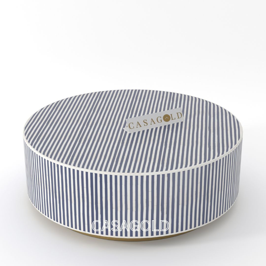 Handmade round coffee table with inlay work