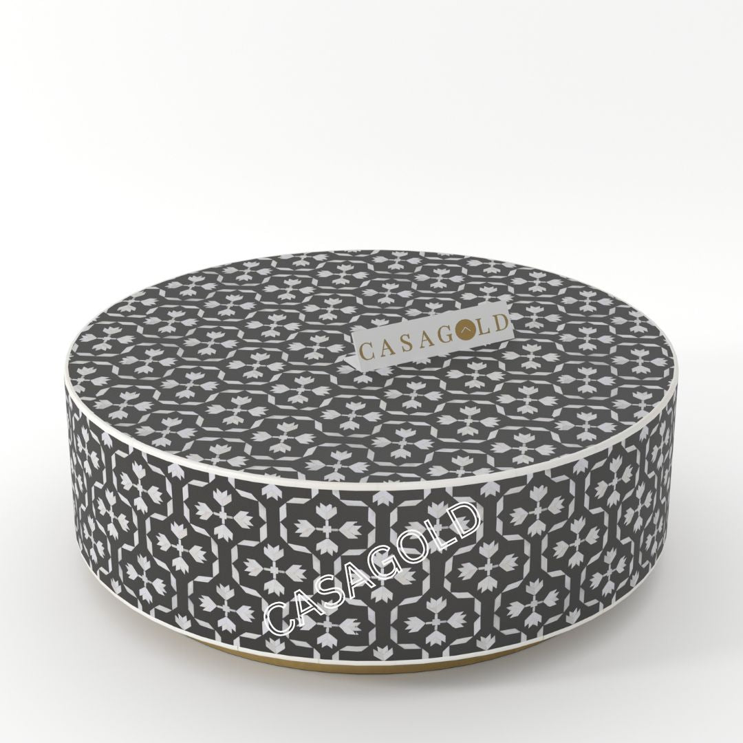 Handcrafted Round Inlay Coffee Table Design