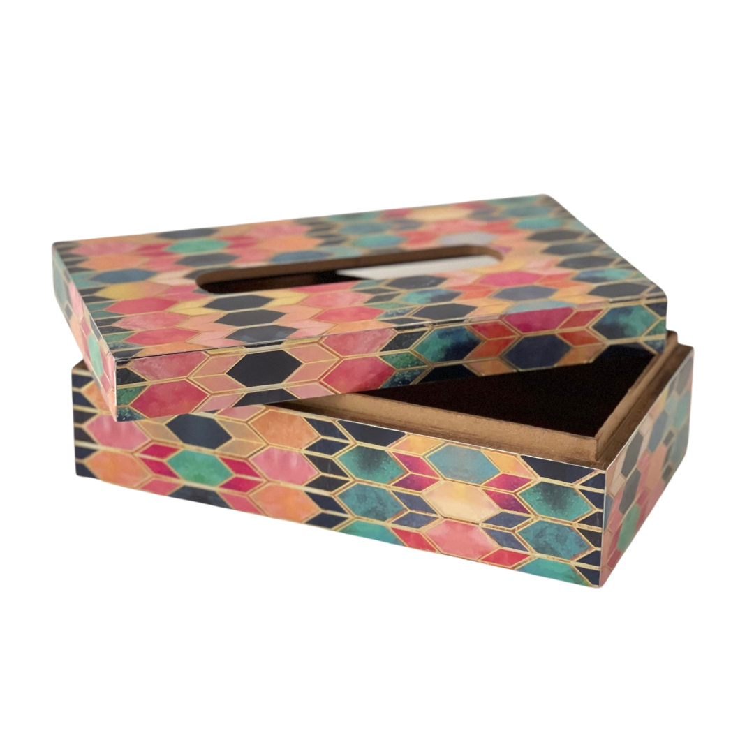 Handcrafted resin wood tissue box for unique style