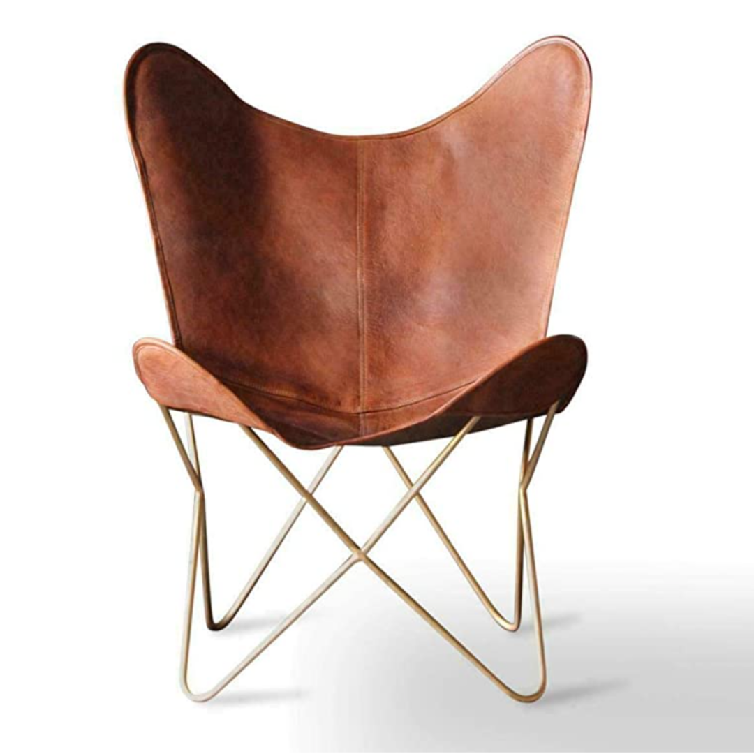 Sophisticated Italian leather lounge chair with high back