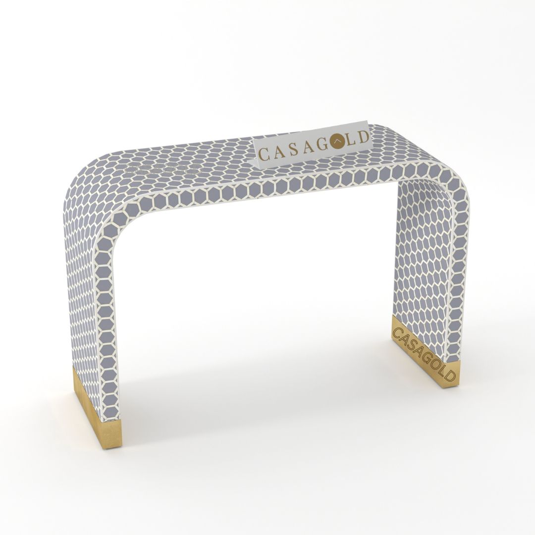Honey comb Grey Bone Inlay Console Desk