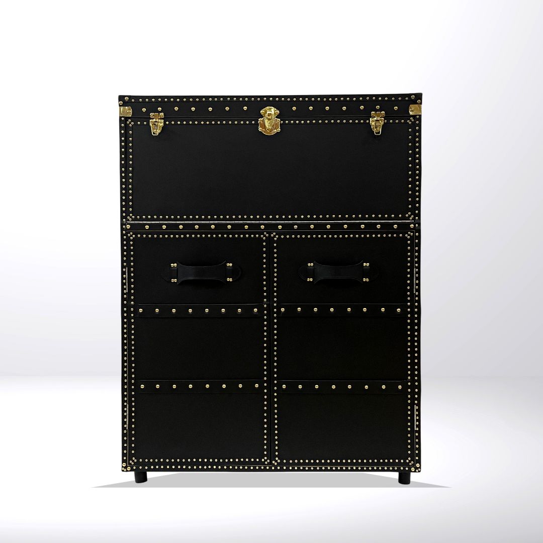 "Italian leather Bar Cabinet with gold accents for a sophisticated look". shoe cabinet pantry cabinet bathroom storage