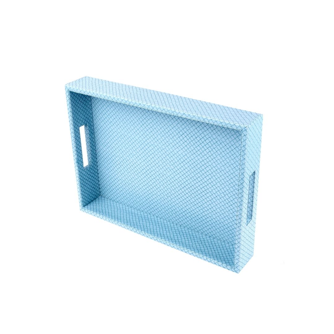 Spacious leather tray for serving and organization