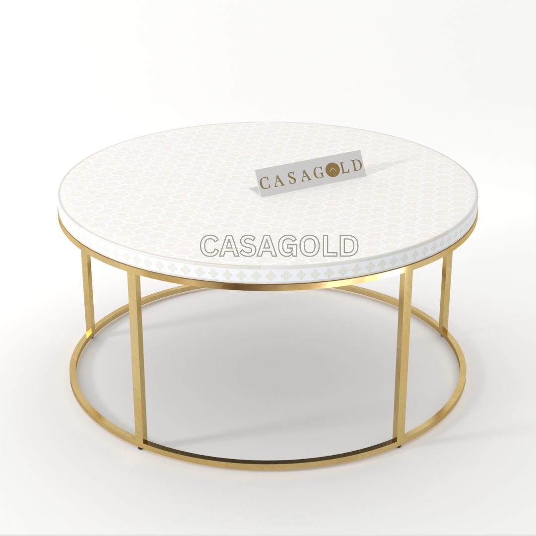 Living room coffee table with round inlay