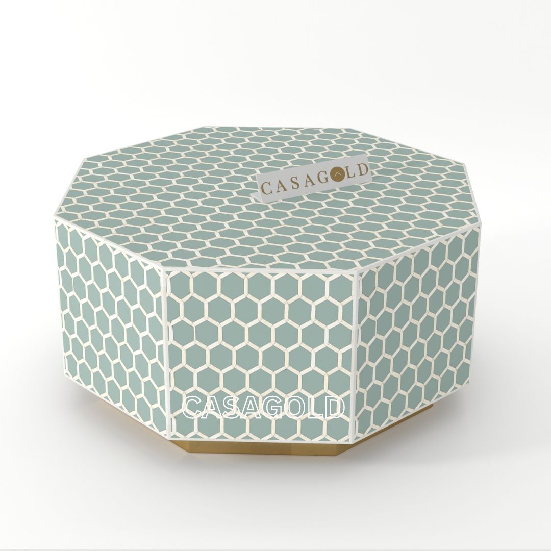 Luxurious Bone Inlay Hexagon Coffee Table