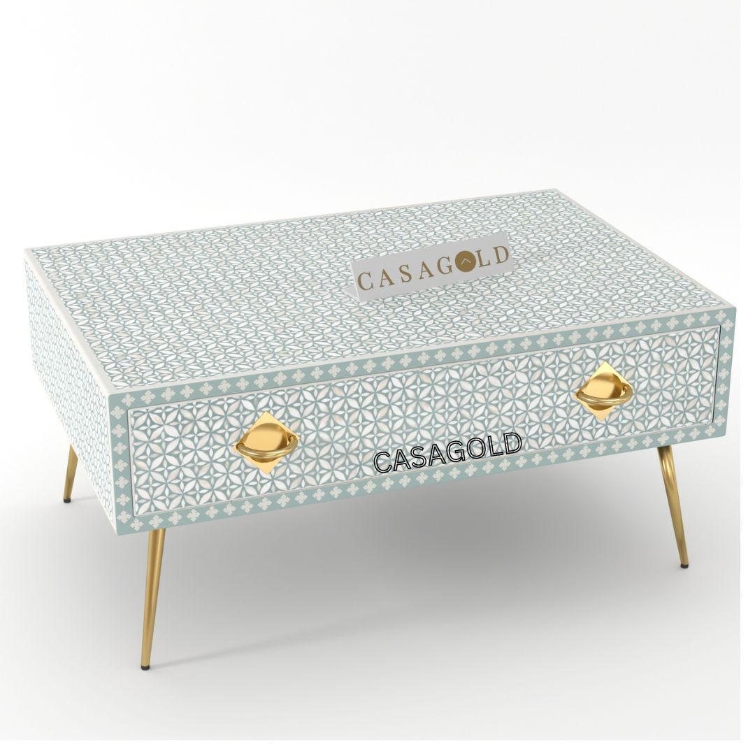 Luxurious Bone Inlay Rectangular Coffee Table