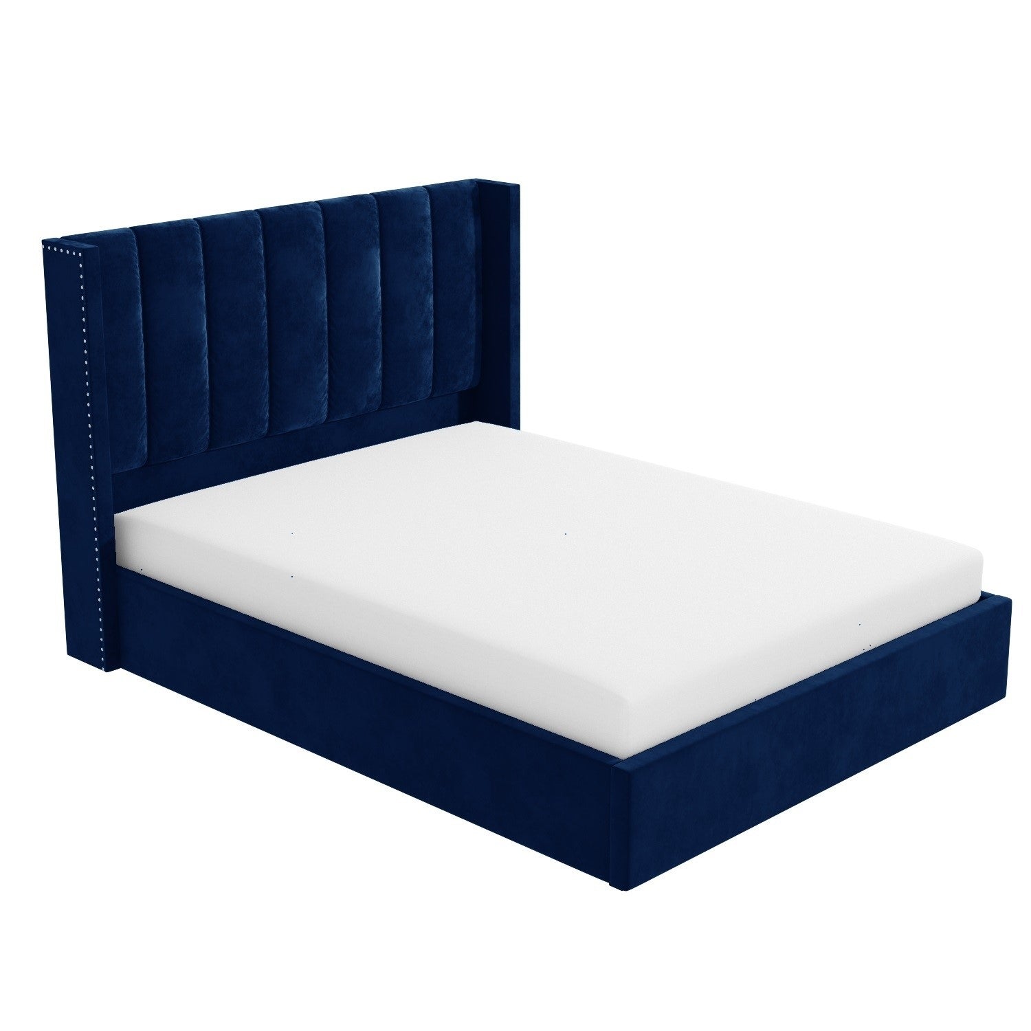 Fabric wings bed frame for luxurious bedroom look