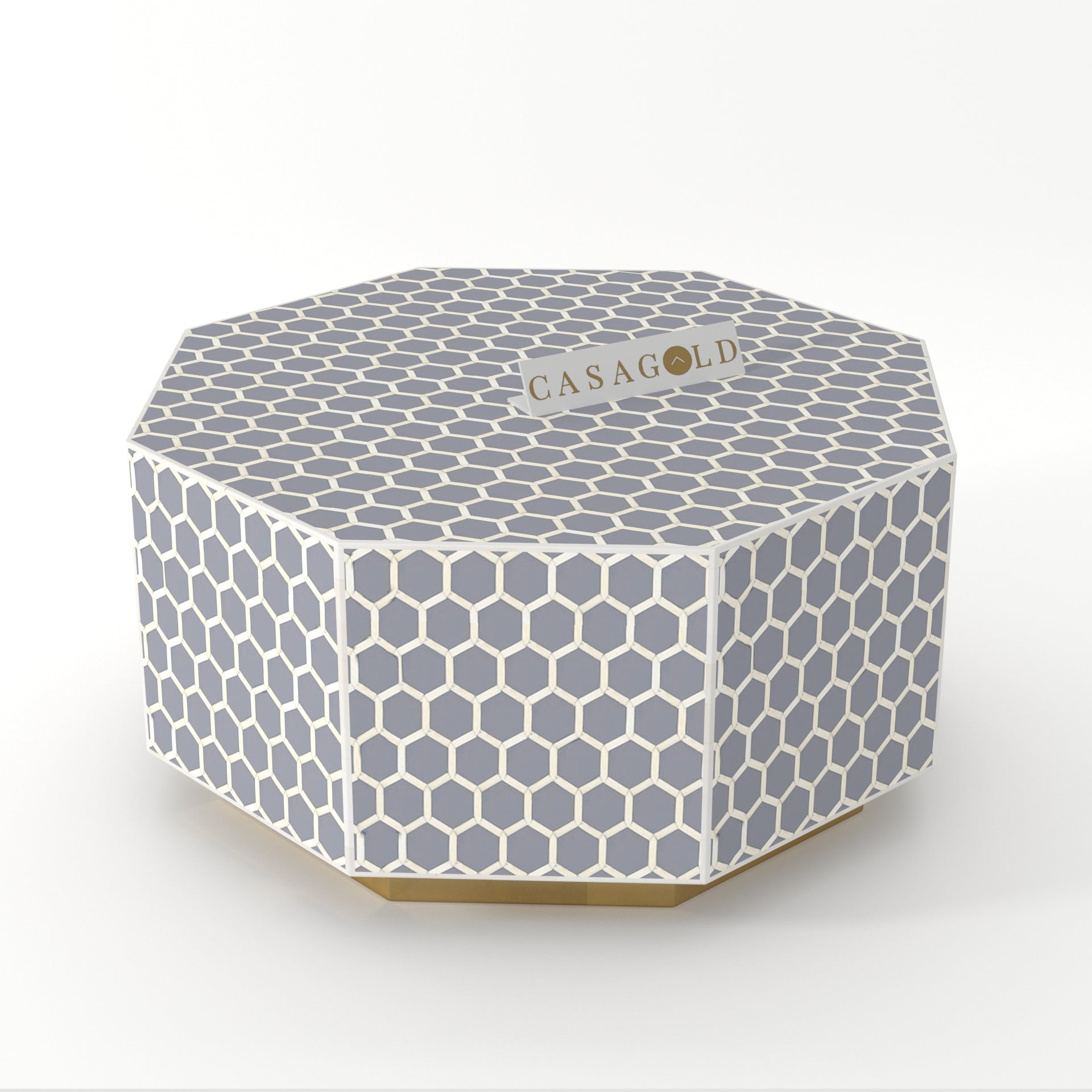 "Luxurious bone inlay hexagon coffee table for high-end interiors"