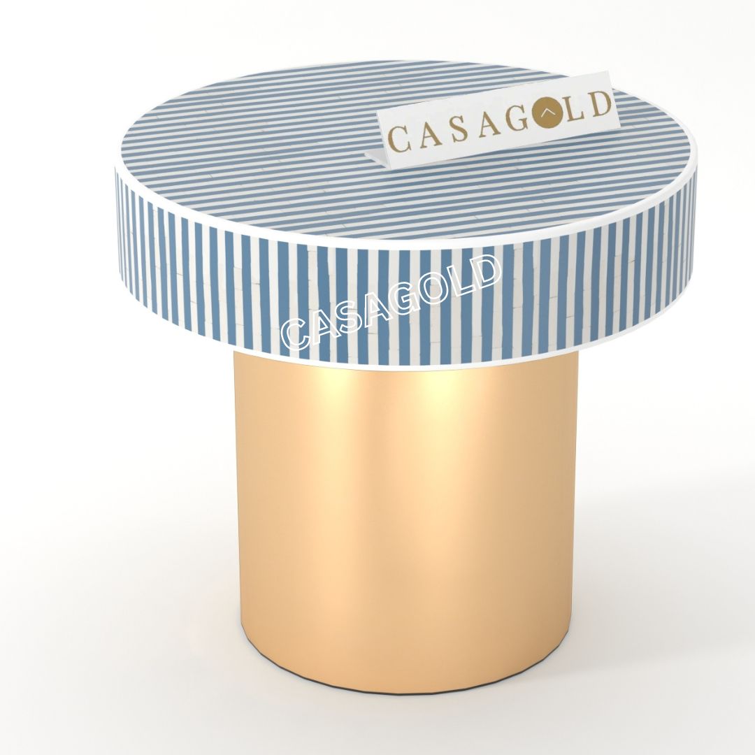 "Luxurious round bone inlay bedside table with artistic details and premium craftsmanship"