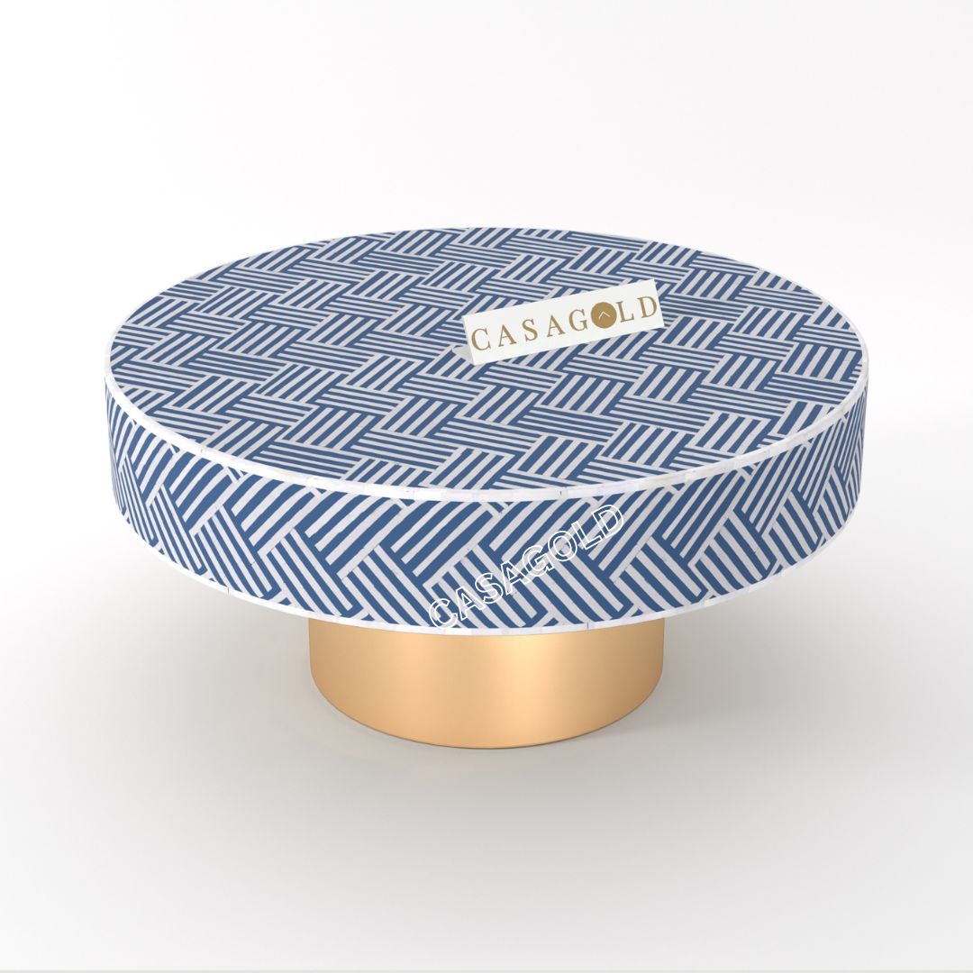 Luxurious round inlay coffee table handmade