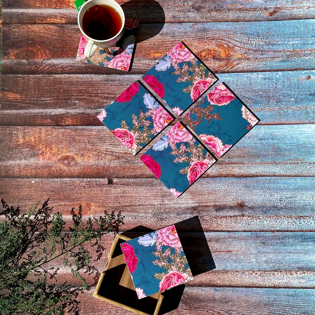 Luxurious tissue box paired with a matching coaster