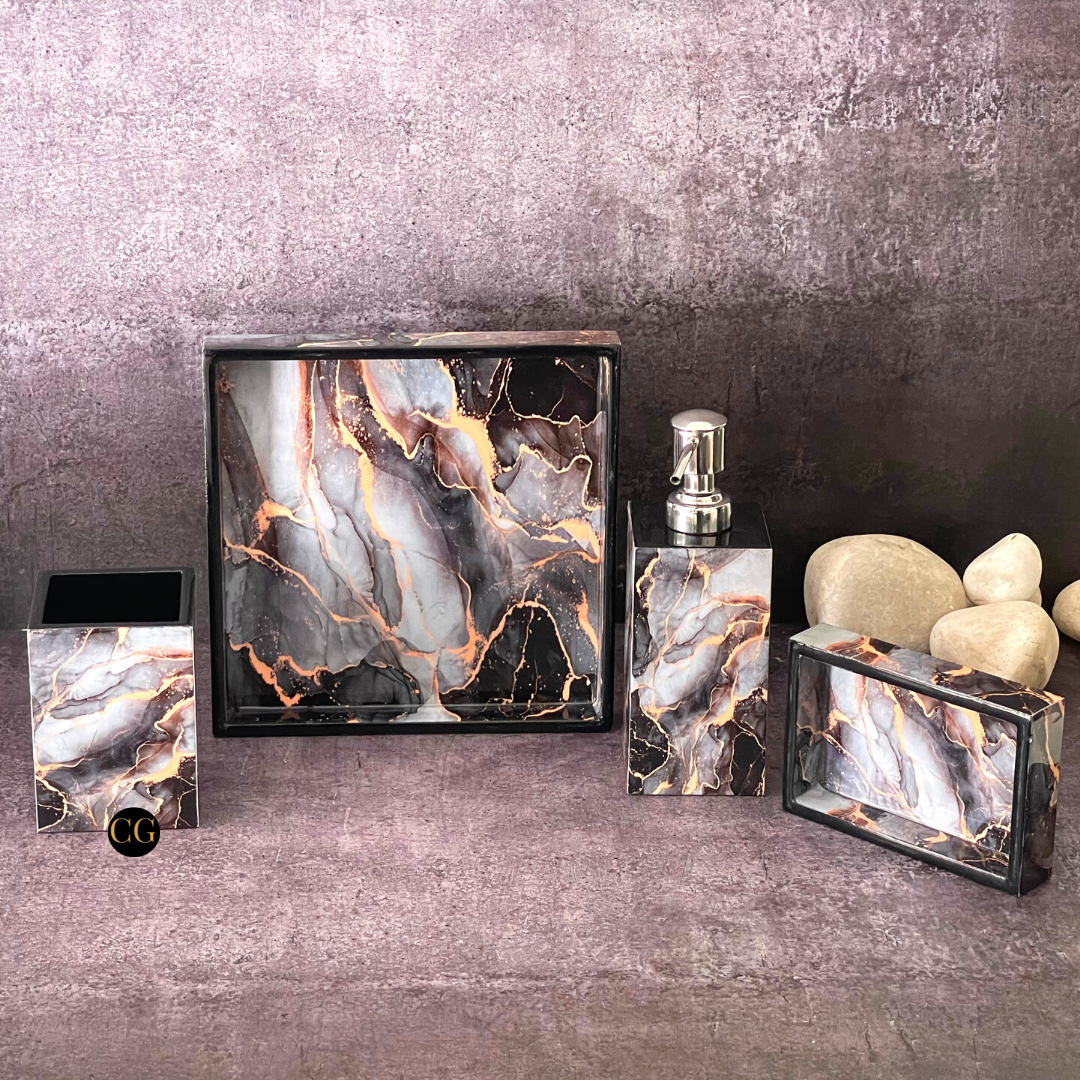 Luxury Black Marble Bathroom Accessories Set