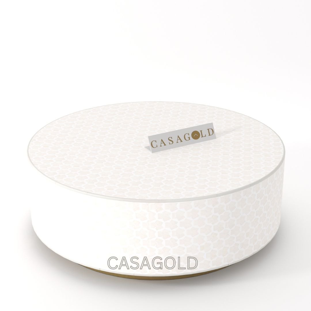 Luxury Bone Inlay Round Coffee Table Decor