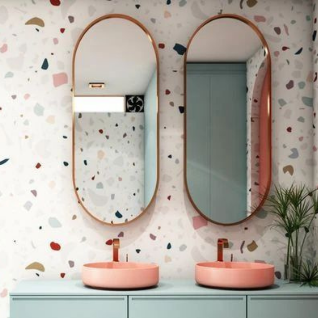 Metal Frame RoseGold oval glass mirror for contemporary spaces