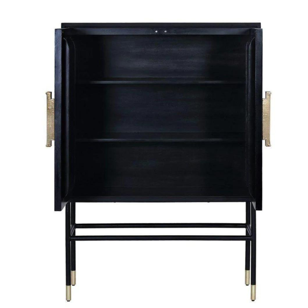 Minimalist Black bone inlay storage cabinet with sleek design.