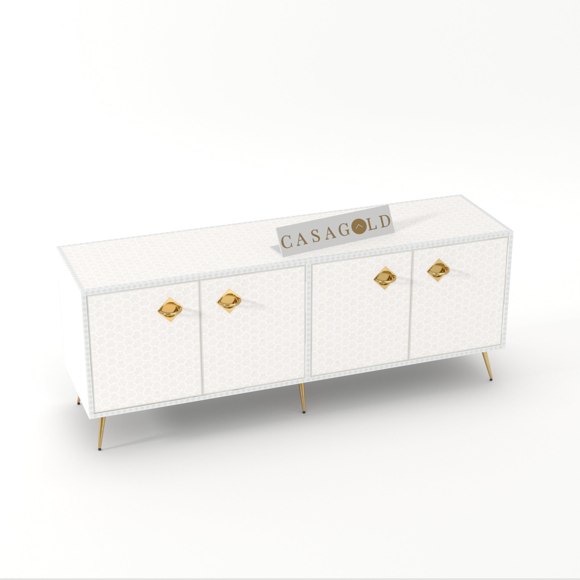 Minimalist White Inlay Sideboard