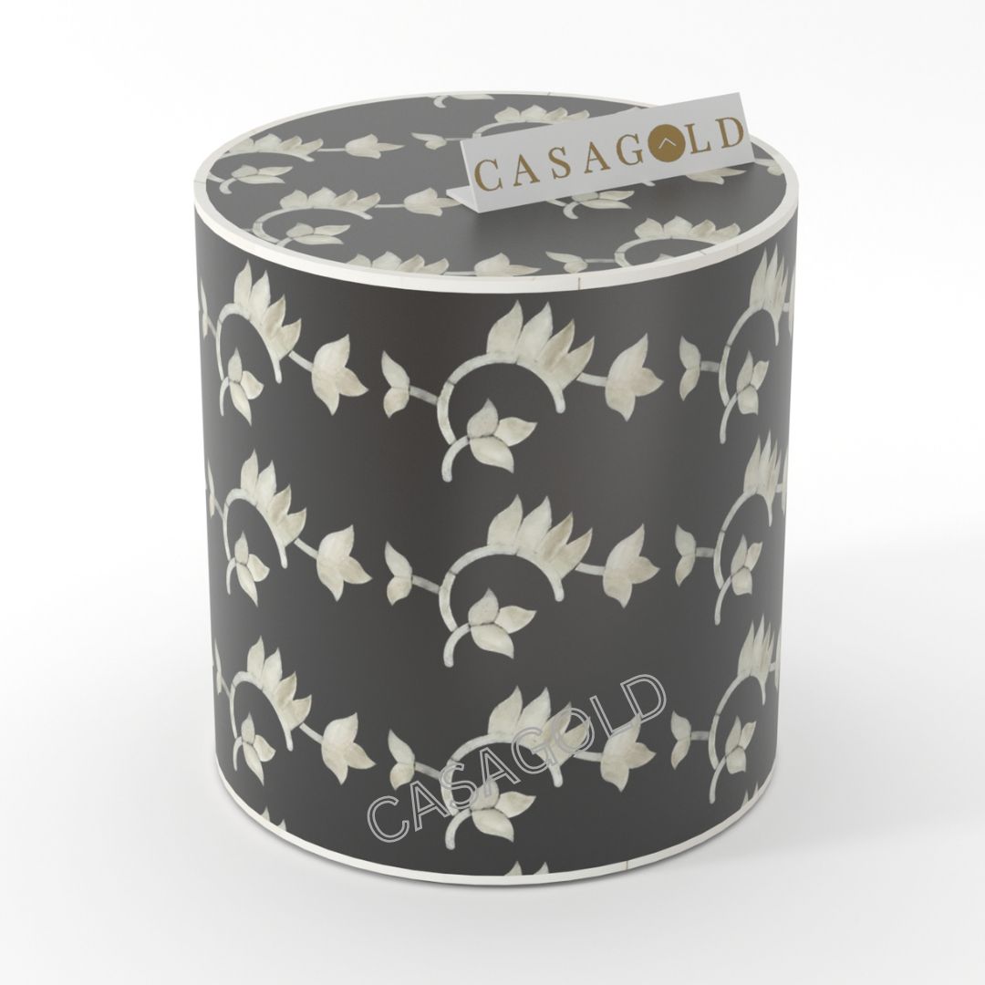 Modern Drum Inlay Side Table