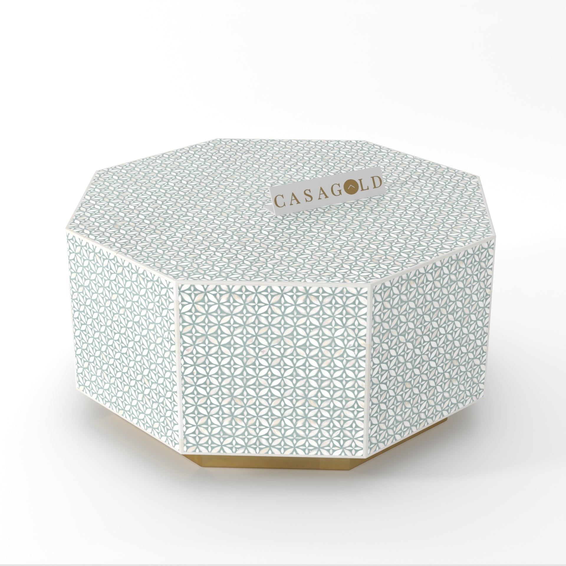 Modern Hexagon Bone Inlay Coffee Table