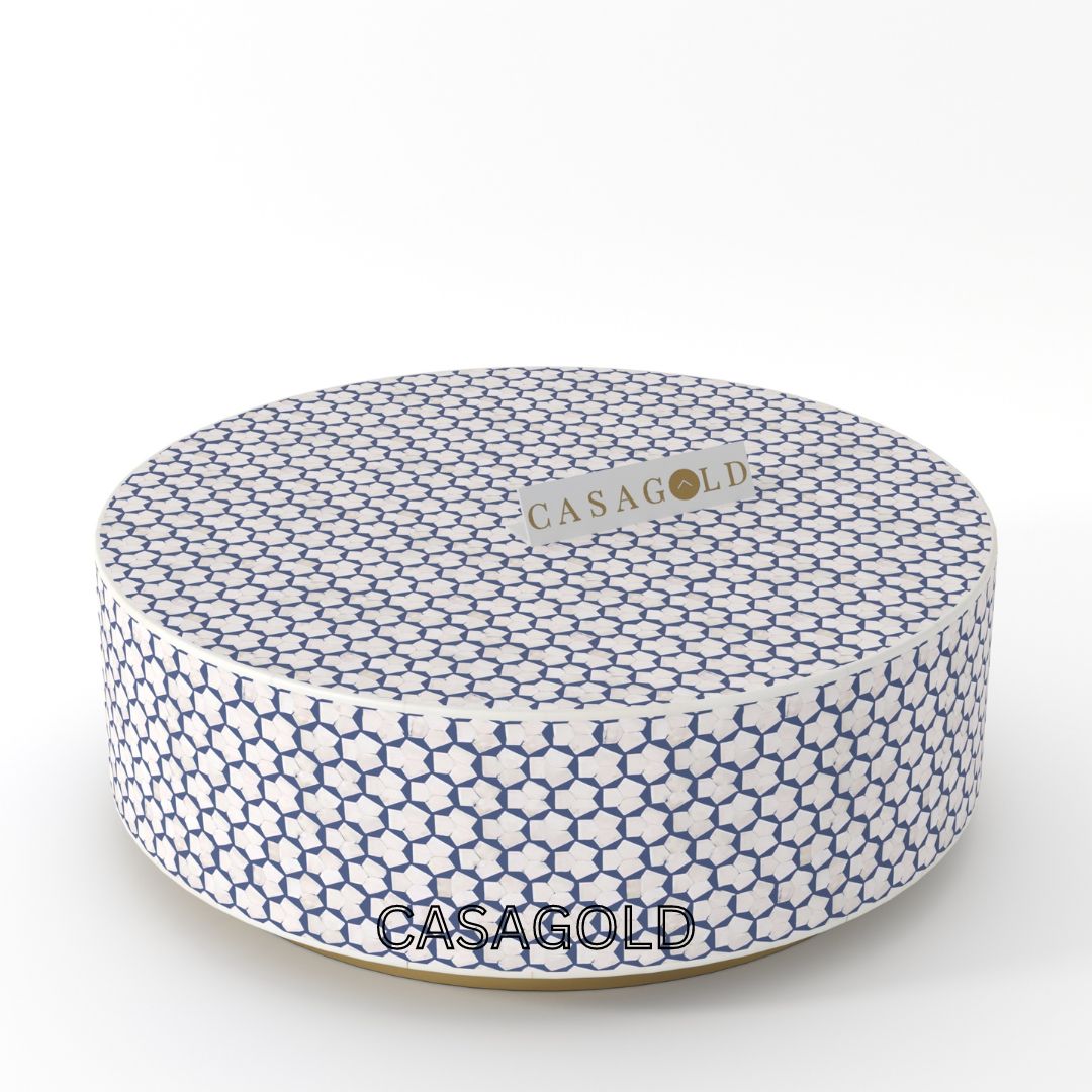 Modern Bone Inlay Round Table for Interiors