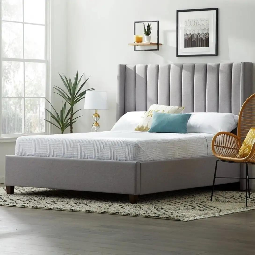 Modern king wings bed with stylish winged headboard