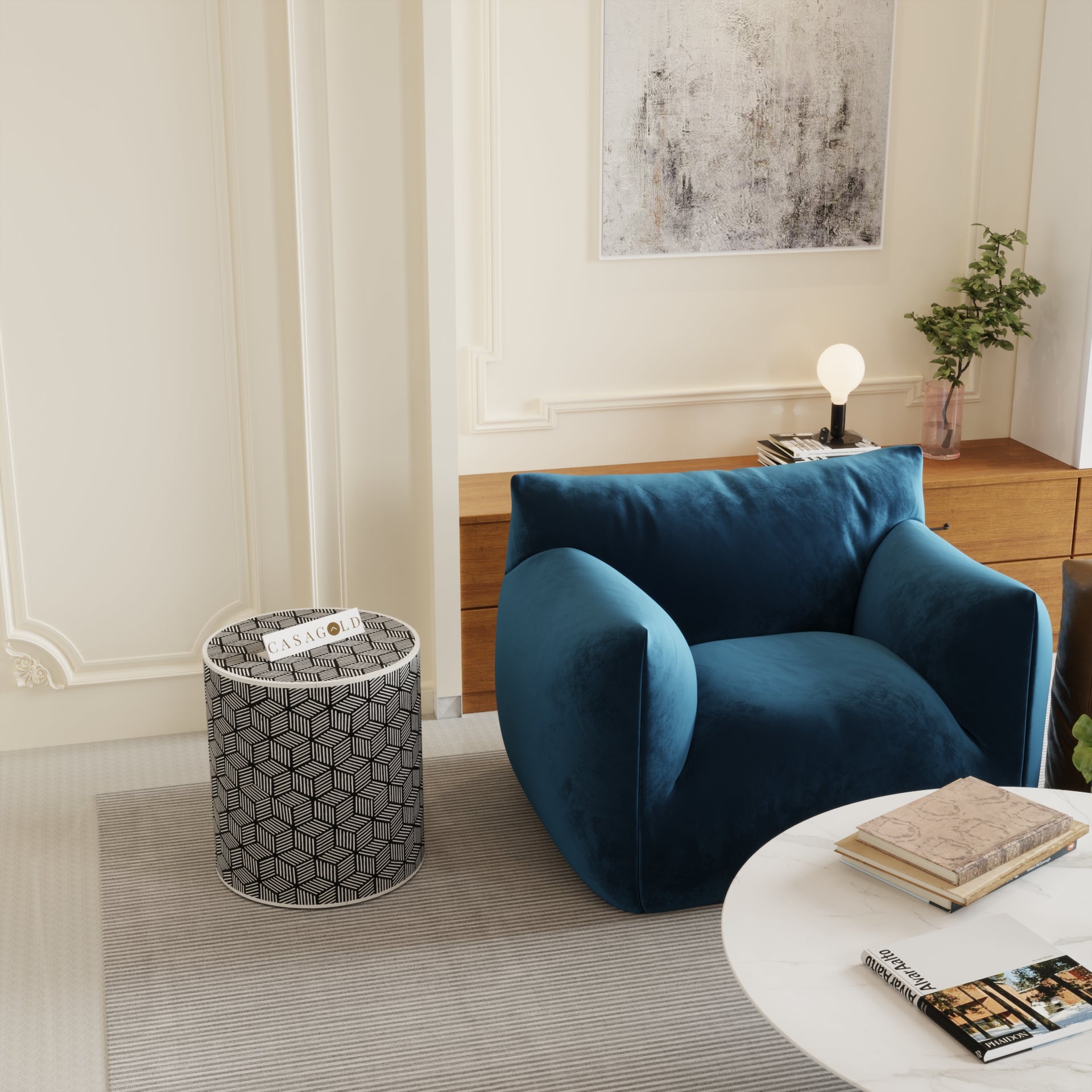 Moroccan Design Drum Inlay Side Table