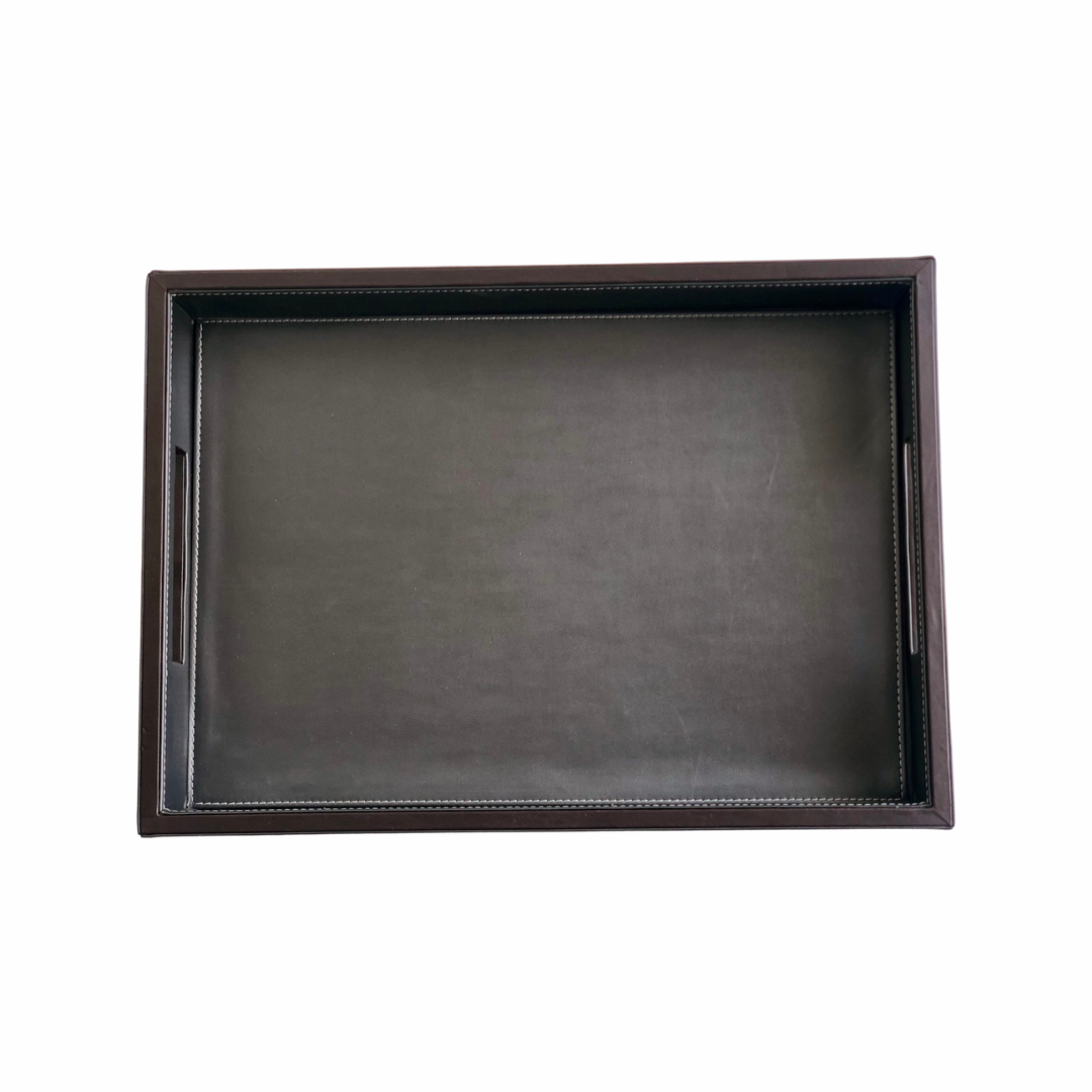 Multi-compartment leather organizer for desks