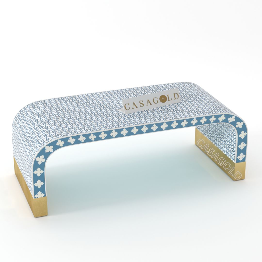 Multicolor Bone Inlay Rectangular Coffee Table